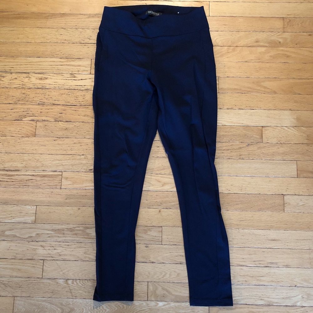 Women's SoundStyle Blue Pull-On Stretchy Dress Pants